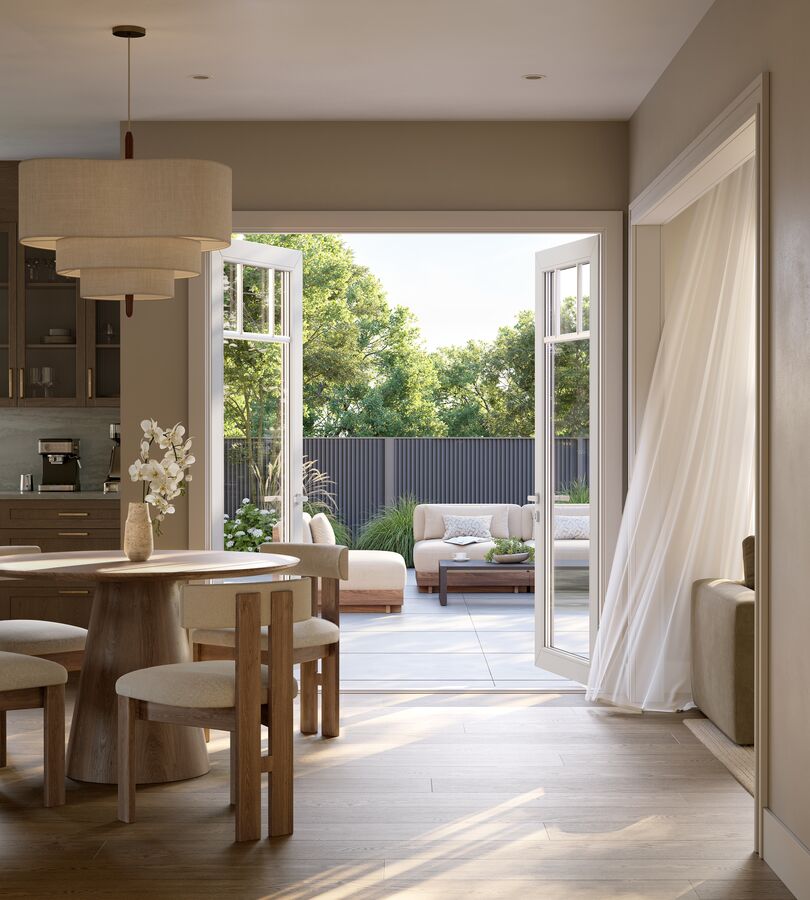 Breakfast area opening onto patio